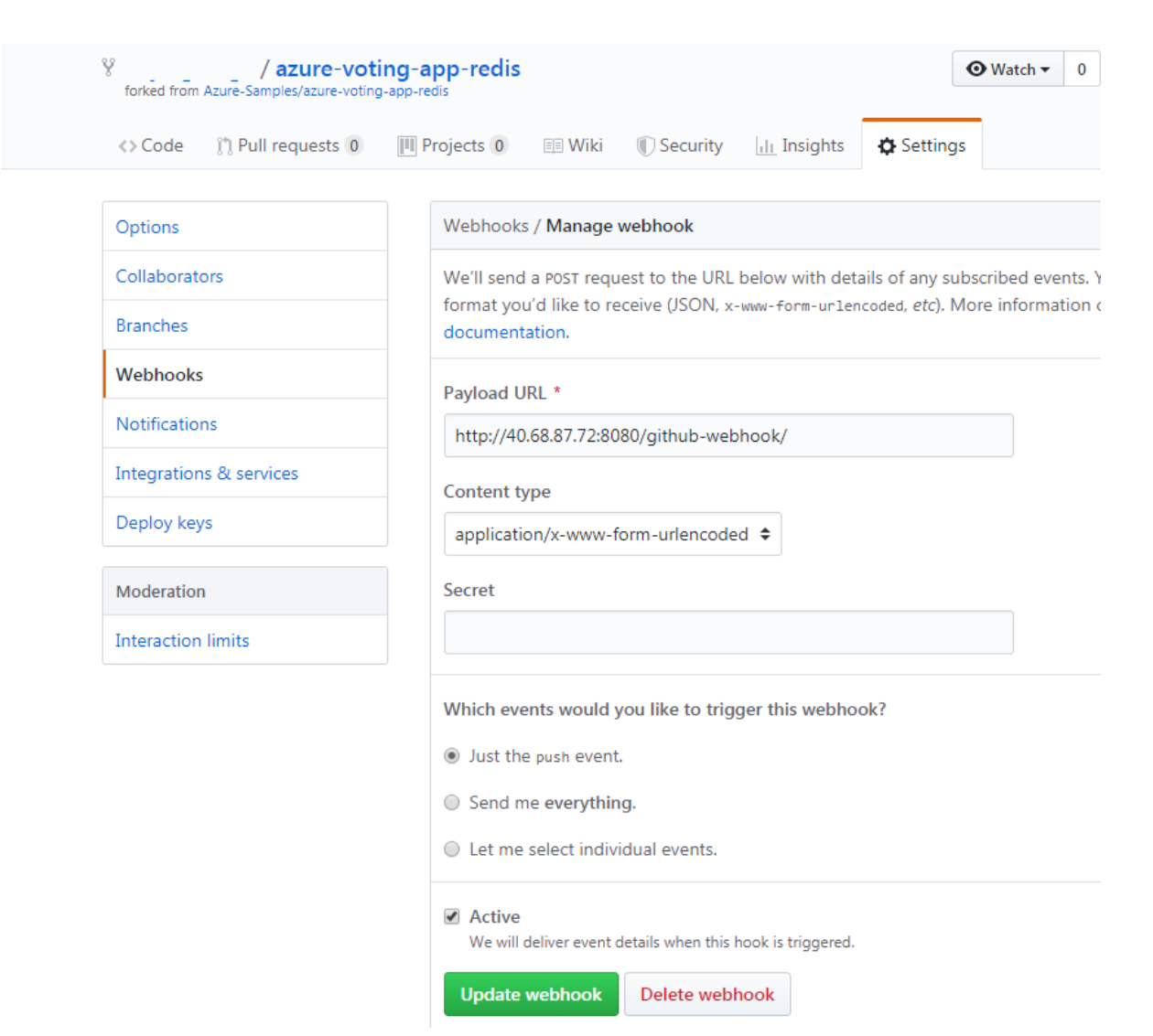 Create GitHub WebHook