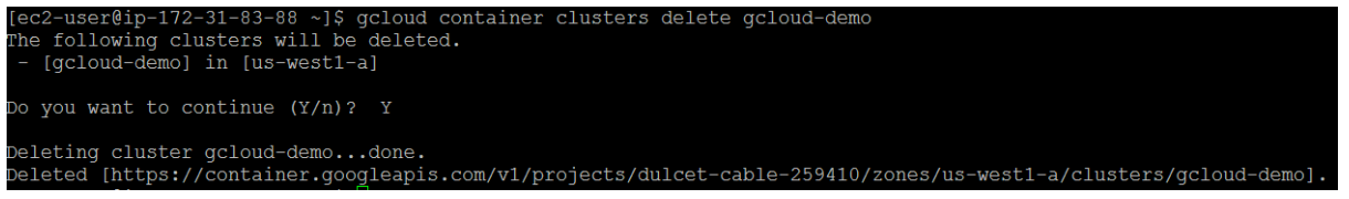 Deleting a cluster