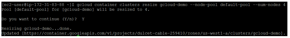 Resizing a cluster 1