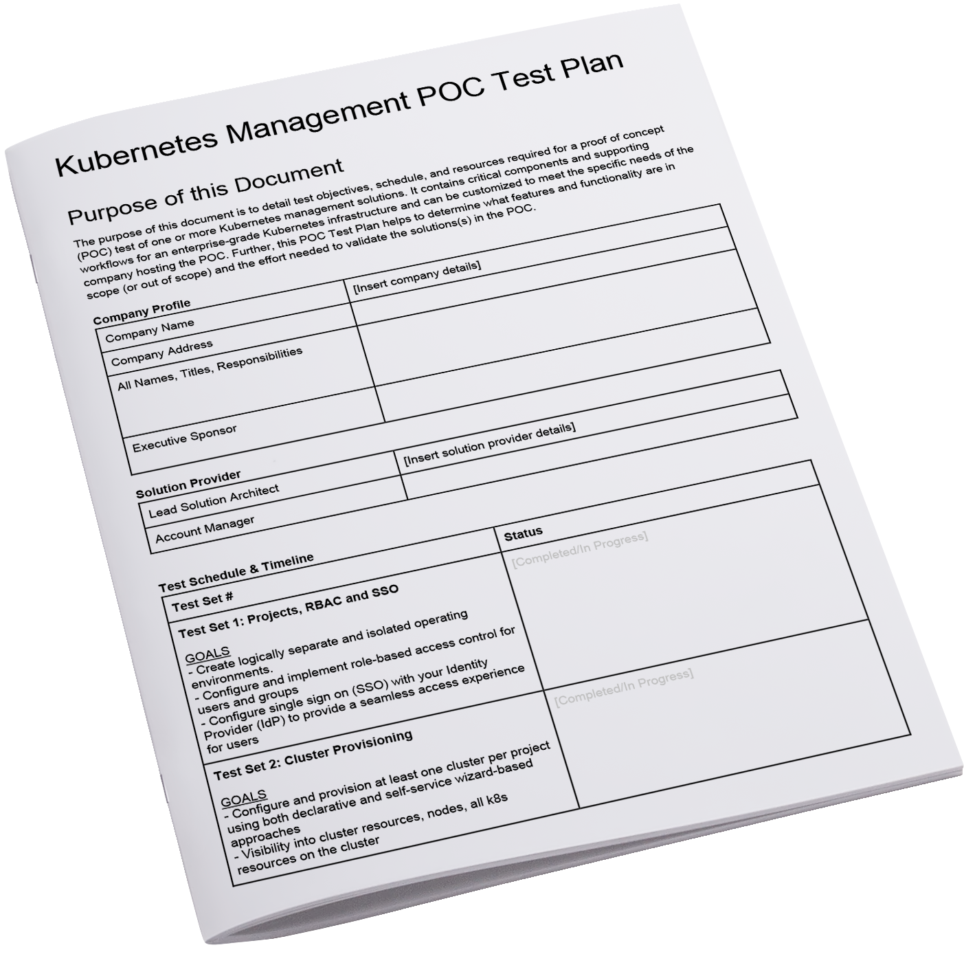 Sample Operations Proof of Concept (POC) Test Plan Rafay