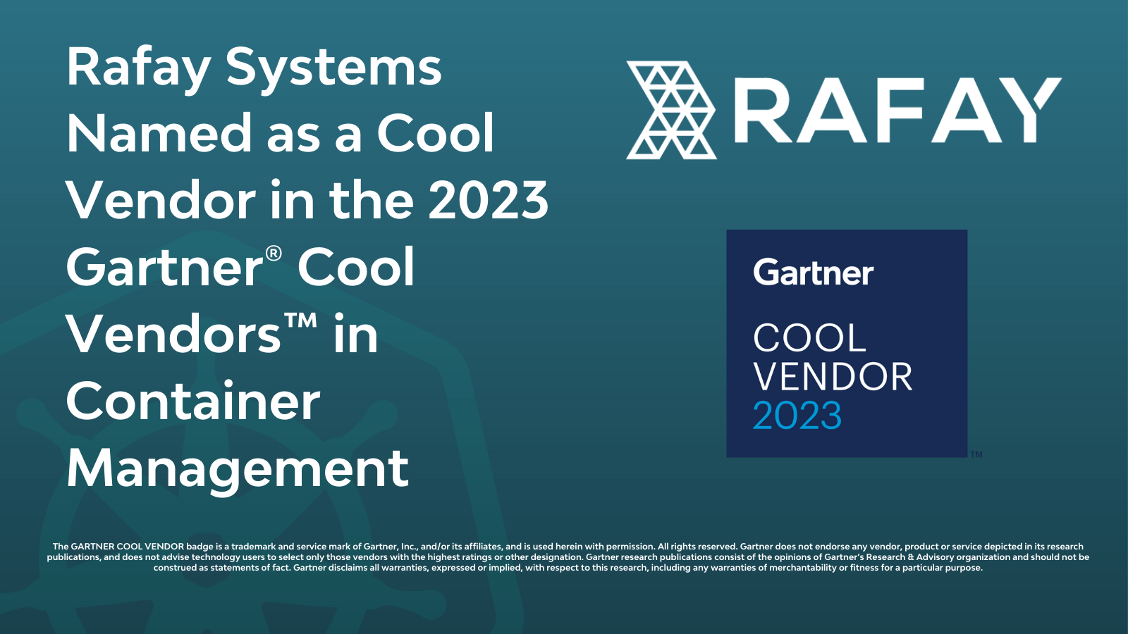 Image for Rafay Systems Named as a Cool Vendor in the 2023 Gartner® Cool Vendors™ in Container Management